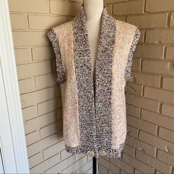 Amy Brill Multicolored Confetti Cardigan sweater Button Detail USA Small Medium